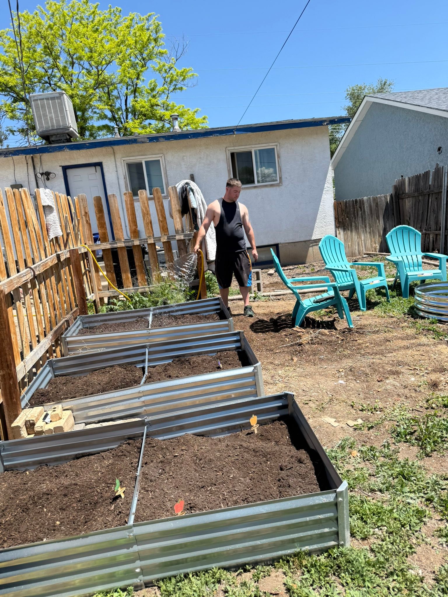 It’s getting there! Thank you to Shayna Williams and Shawn Williams for getting our gardens planted today. We are so thankful for The Feeding Pueblo Initiative Inc. you guys rock!